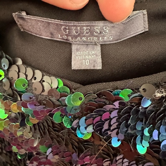 GUESS Sequin Off-The-Shoulder Dress - Picture 2 of 4